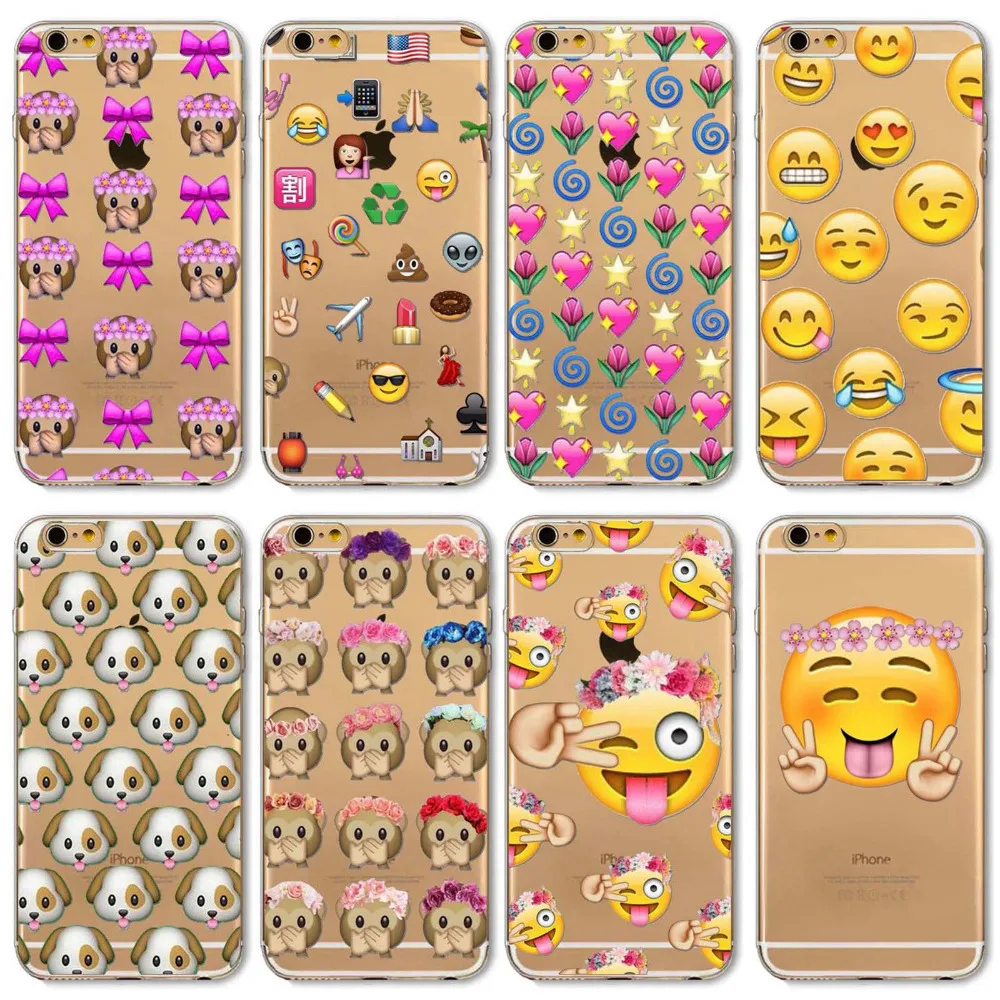 New Case For Apple iPhone 6 6S Plus 6Plus 4 4S 5 5S SE 5C Funny Smile Face Facebook Emoji Painted Soft TPU Silicon Cases Cover