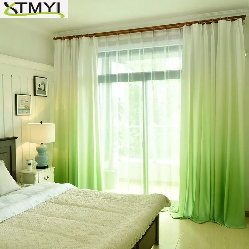 

Gradient Window Curtain Modern Polyester Blackout curtains for living room children bedroom