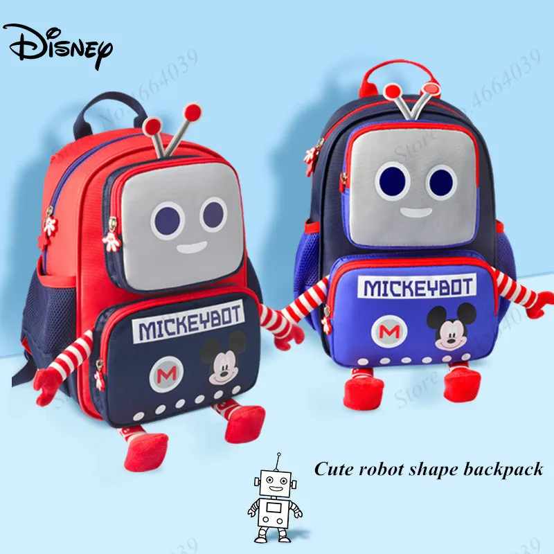 Disney 2021 New Cute Robotic Shape Mickey Bags Orthopedic School Book Backpack Cartoon Ultralight Kids Mummy Bag Grade 1-6 | Мать и