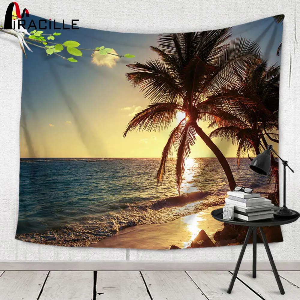 Miracille Coconut Tree Indian Tapestry Wall Hanging Beach Hippie Throw
