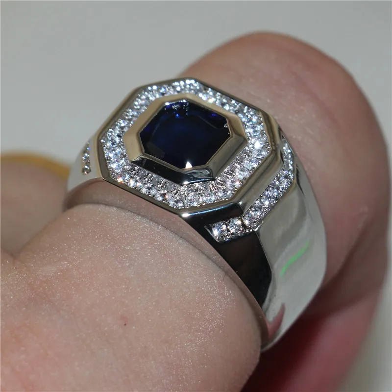 choucong Jewelry Size 8,9,10,11,12,13 Men's Luxury Silver Blue 5a Zircon Stone Rings Engagement Wedding Band ring boys