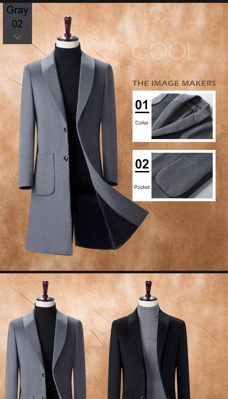 Seanmase новое длинное зимнее Мужское пальто шерстяное пальто Мужская шерстяная куртка однобортное шерстяное пальто Длинная парка для мужчин ZZ023