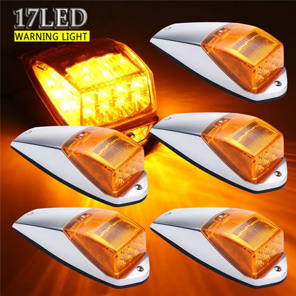  5x Amber 17 LED Cab Roof Top Marker Clearance Running Warning Light For Kenworth - 32903141294