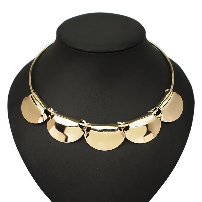 MANILAI Fashion Metal Slice Torques Chokers Necklaces For Women Alloy Big Collar Statement Geometric Necklace Jewelry