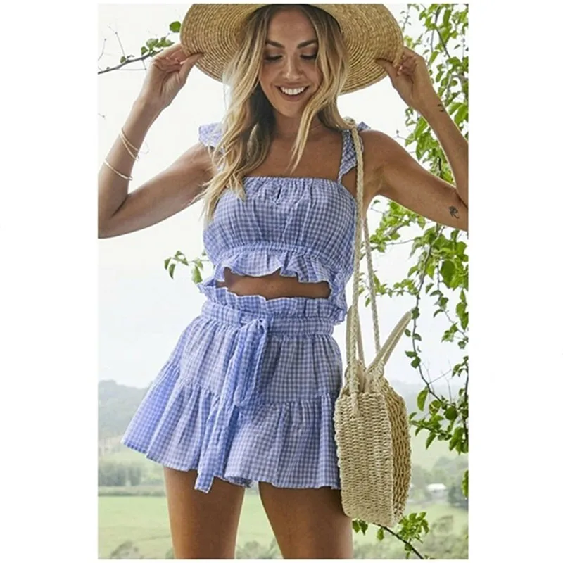 

Fashion Plaid Clubwear V Neck Playsuit Bodycon Party Jumpsuit&Romper Trousers Boot Cut Solid Checks Summer Suits New Arrival
