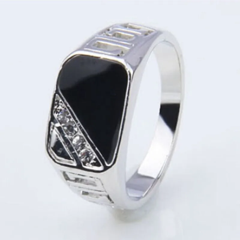 Size 8 12 2017 Newest Design Fashion Men Jewelry White Gold Color Black