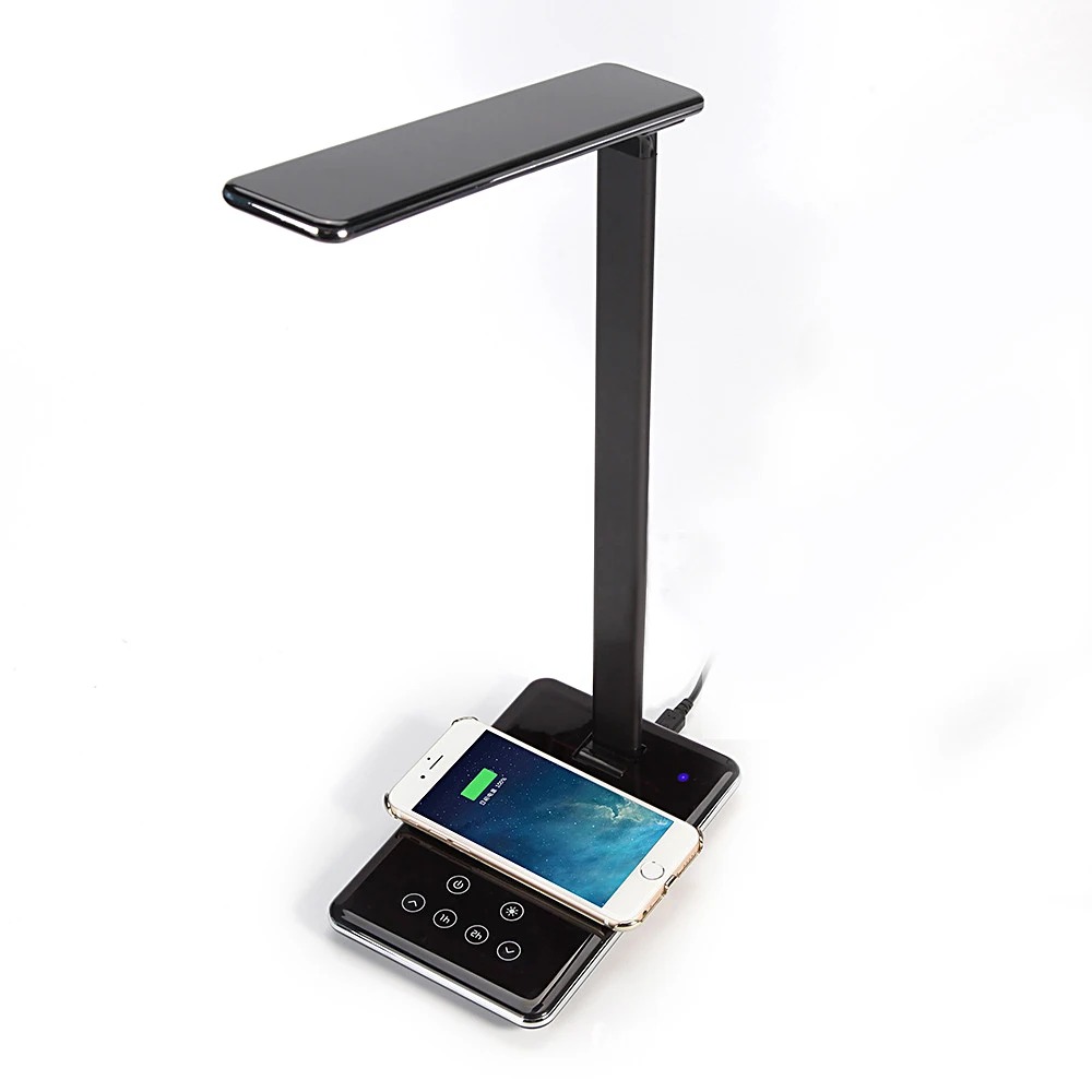 

LED Desk Lamp Table Folding Light Office With QI Wireless Desktop Charger USB