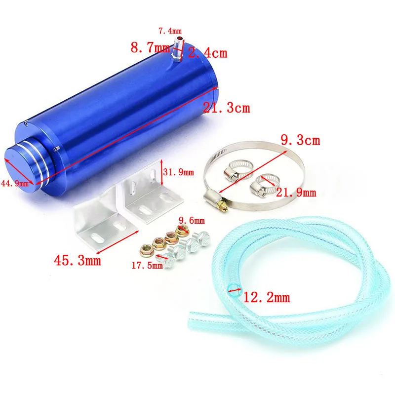 1set Blue  800ml Unbiversal Overflow Catch Tank Radiator Coolant Cooling Aluminum Alloy Catch Tank Overflow Reservoir