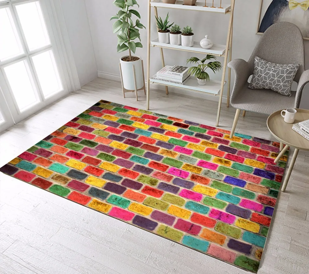 

LB Colored Brick Wall Rugs And Carpets for Kids Baby Home Living Room Art Large Cushion Bedroom WC kitchen Floor Door Bath Mats