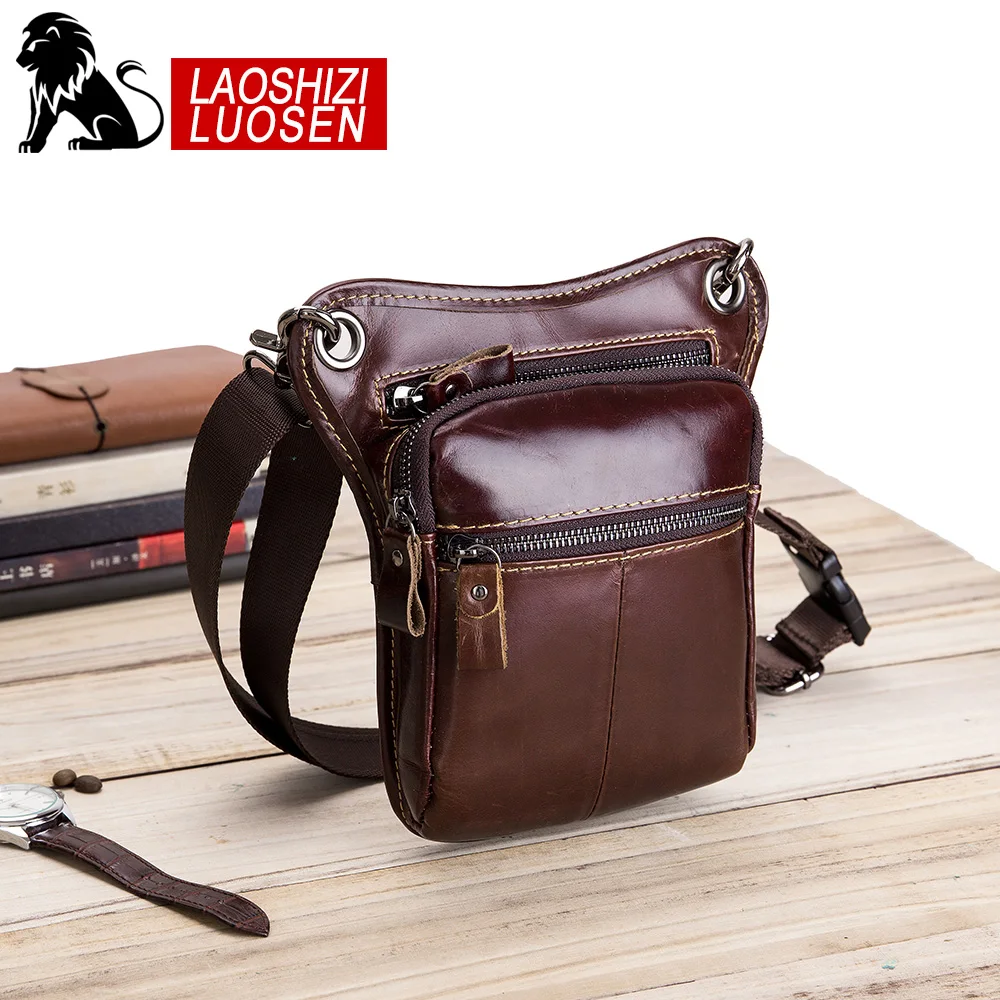 

LAOSHIZI Genuine Leather Vintage Business Shoulder Bag Crossbody Bag For Men Vintage Style Casual Messenger Bags Promotion