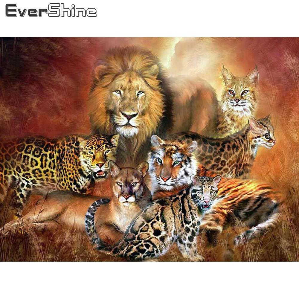 Evershine 5D алмазная вышивка полный дисплей фотография тигр стразы живопись леопард |