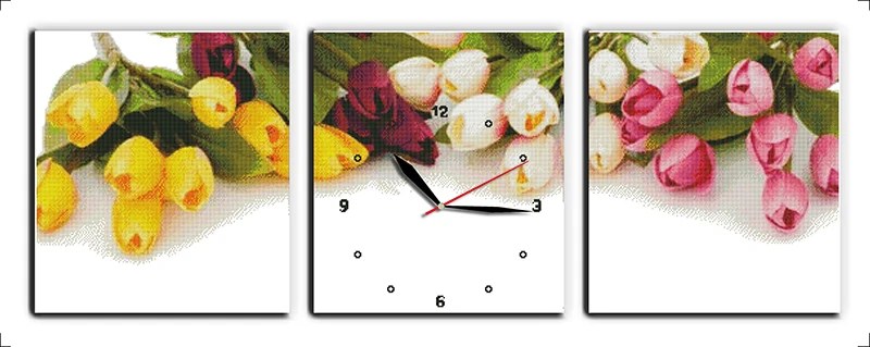 Colorful Tulip cross stitch kit 14ct 11ct count print canvas wall clock stitching embroidery DIY handmade needlework | Дом и сад