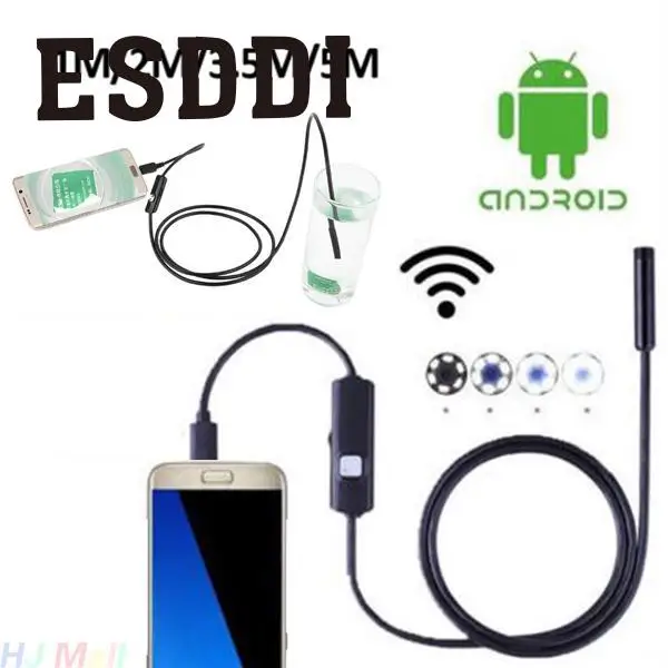 Esddi Новый 1/2/3.5/5 м 8 мм Android OTG телефон 2mp эндоскопа Водонепроницаемый светодиодных