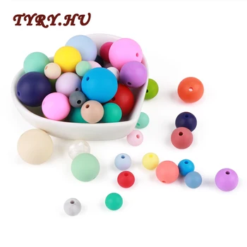 

100PC 9/12/15/19mm Food Grade Silicone Round Beads BPA Free Material for Diy Baby Teething Necklace Baby Teether Toy