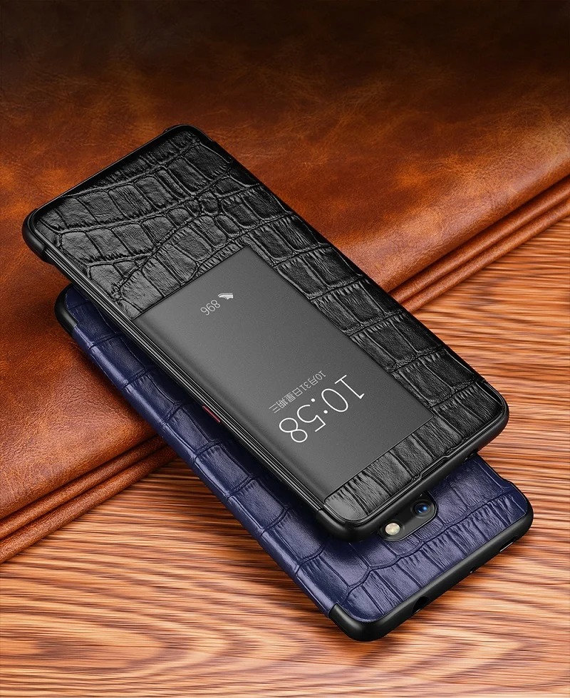 Премиум кожаный чехол для телефона HuaWei Mate20 Mate20pro croco умный дисплей Windows флип Роскошный чехол