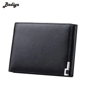 

Genuine Leather Solid Fashion Men's Wallets Brief Designer Short Purses Hasp Cards Slots Money Clips Zipper Wallets and Purses