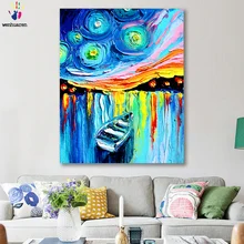 DIY цветные рисунки по номерам с цветом s абстрактный морской пейзаж Рисование Живопись по номерам Обрамленный дом