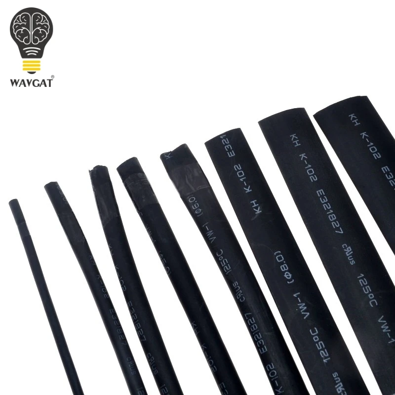 WAVGAT 8 Размер 2 мм ~ 12 термоусадочная трубка черная изоляция рукава провода обмотки