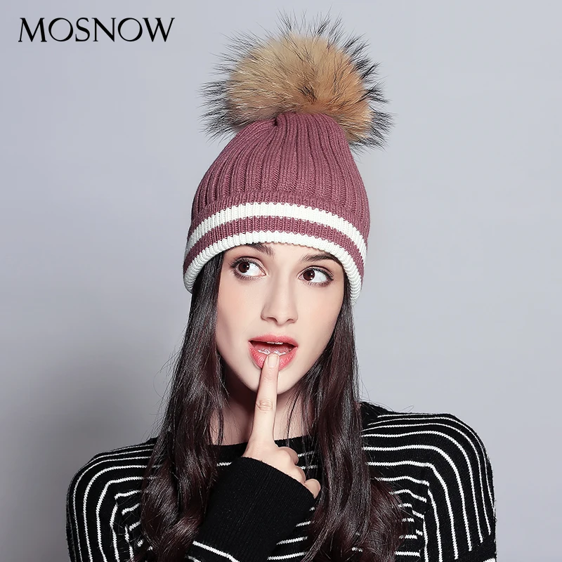 Beanies Лоскутные элегантные шерстяные вязанные шапки 2019 высокого качества помпон