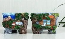 Resin Beach House Cacti Succulent Plant Pot Flower Planter Mini Garden Design