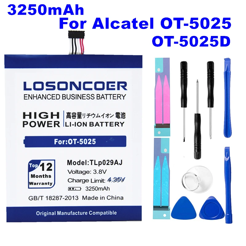 

LOSONCOER 3250mAh TLP029AJ TLP029A1 For Alcatel OneTouch Pop 3 5.5" OT-5025 OT-5025D High Capacity Mobile Phone Battery~In Stock