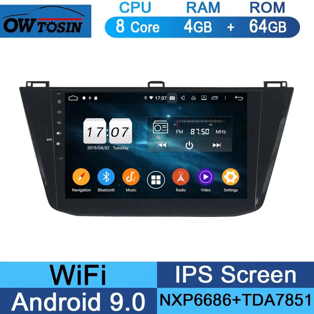 10," ips 8 ядерный 4G+ 64G Android 9,0 автомобильный dvd-плеер для Фольксваген Tiguan L gps навигация радио попугай BT DSP - Цвет: 64G