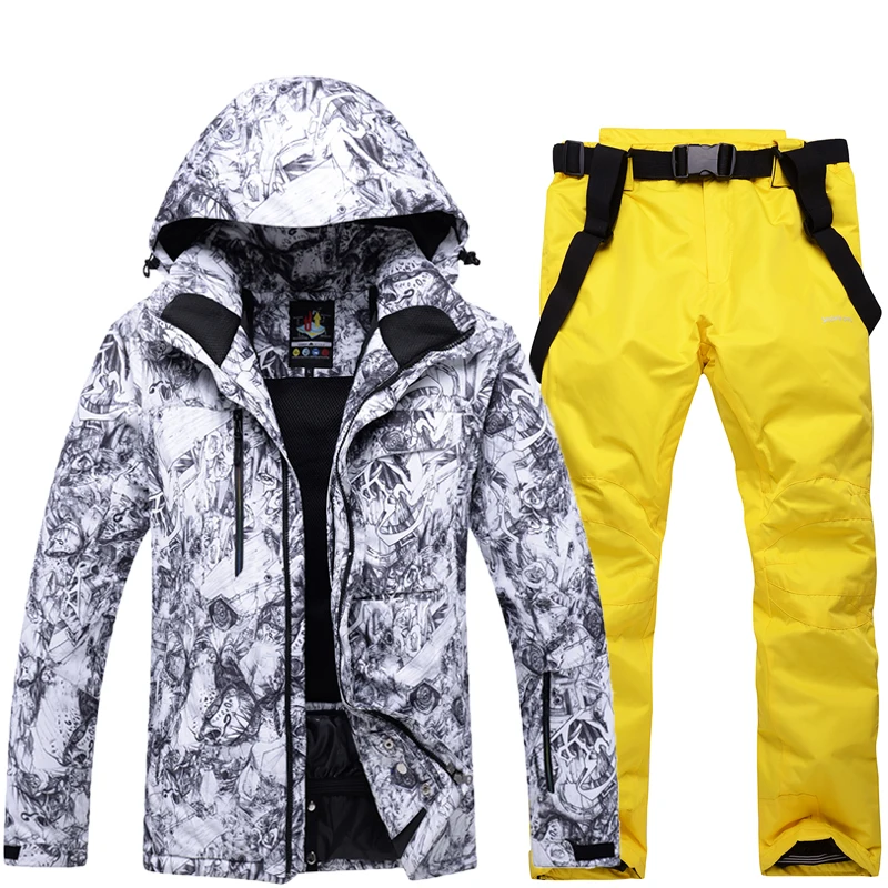 Лыжный костюм мужской куртки сноубордические брюки ветрозащитный супер теплая зима горы Лыжный Спорт костюм Человек Сноубординг костюмы Водонепроницаемый