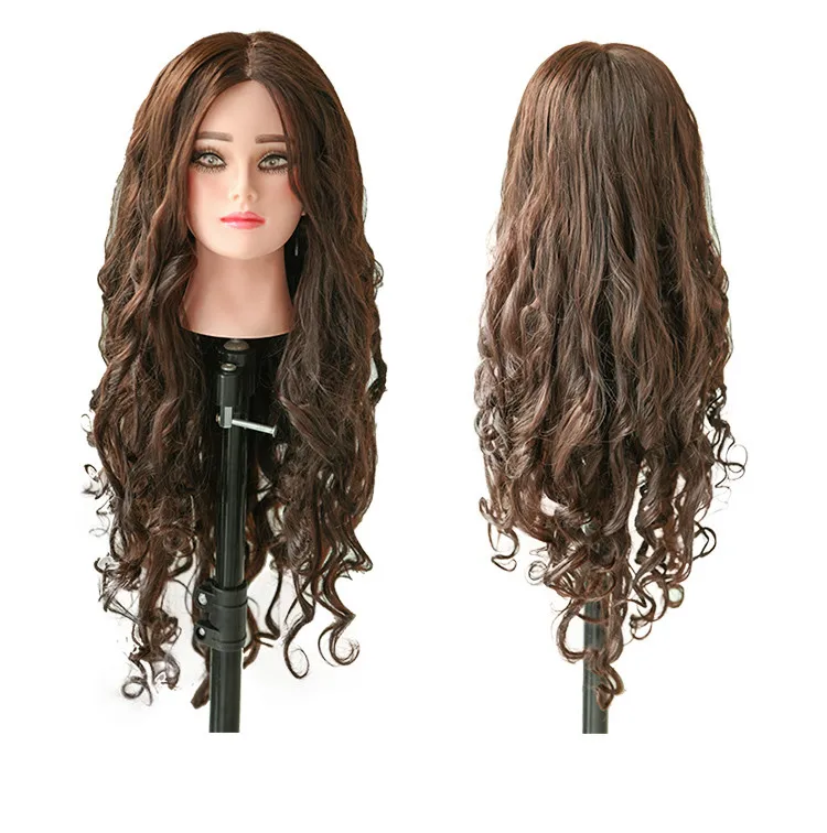 21inch 80 Human Brown Hair Hairdresser Mannequin Head Hair Style