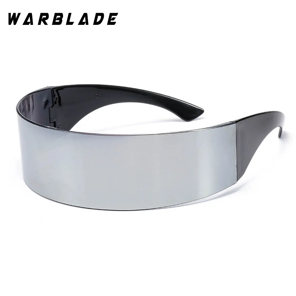 Женские и мужские солнцезащитные очки в черной оправе WARBLADE цельные с плоской