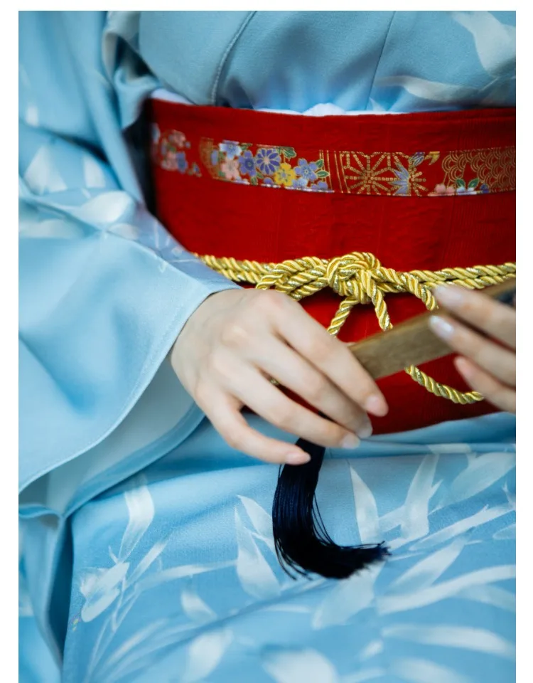 2019 аксессуары для кимоно красный пояс цветочный принт пояс