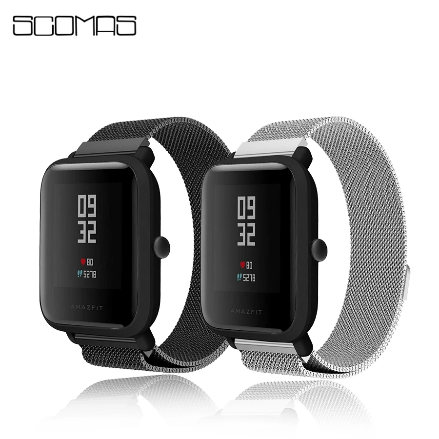 

SCOMAS 20mm Stainless Steel Milanese Magnetic Smart Watch Band Straps for Huami Xiaomi Amazfit Bip Bit Youth Watch Belt Correa