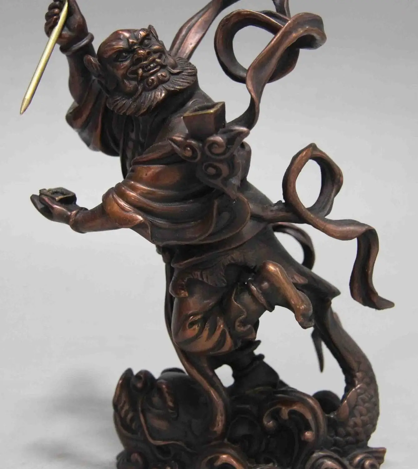 

Chinese Red Bronze Copper fable Kui Xing Court KuiXing point bucket God Statue
