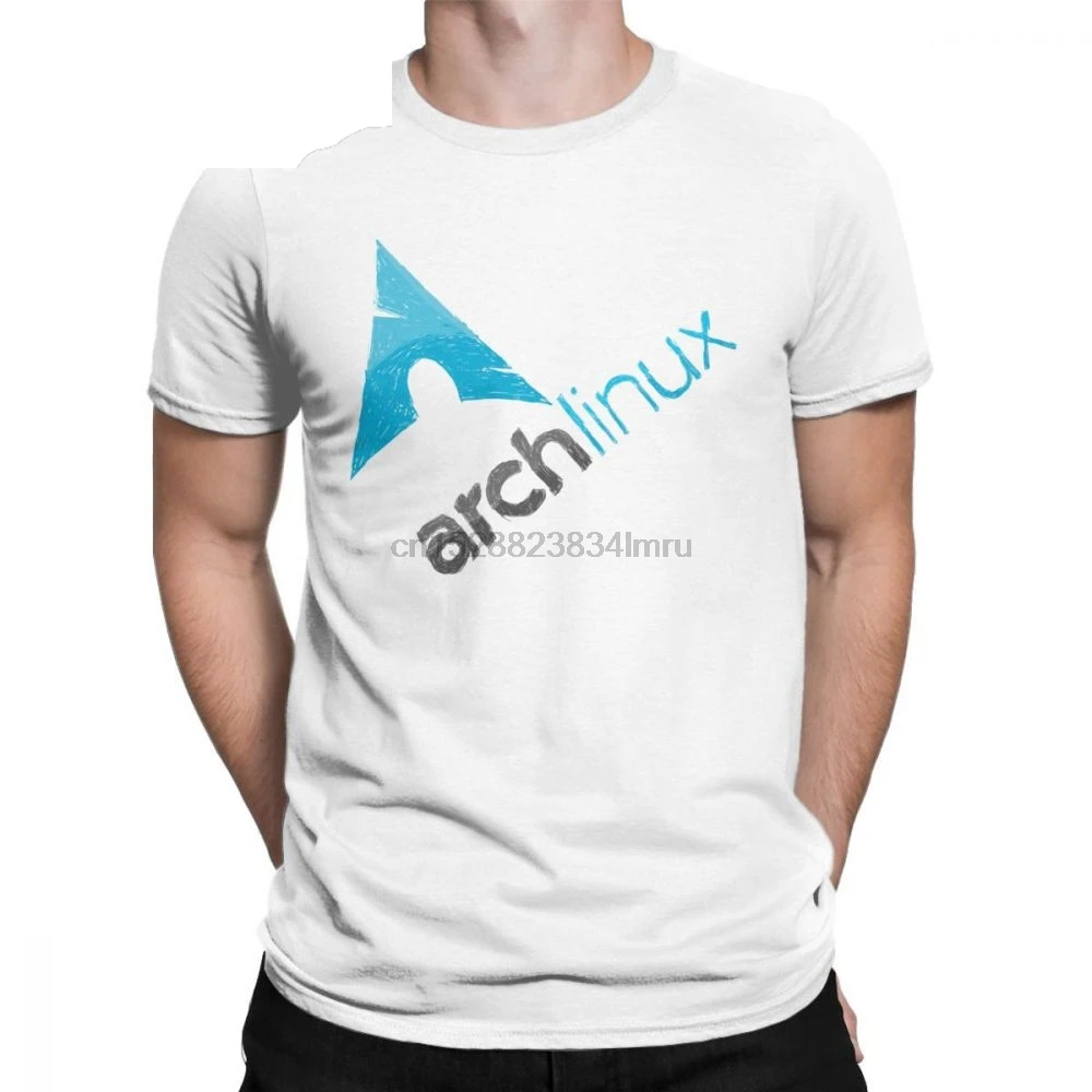 

Men T-Shirts Arch Linux Logo Fun Cotton Tee Shirt Short Sleeve T Shirts Round Collar Clothes Printed