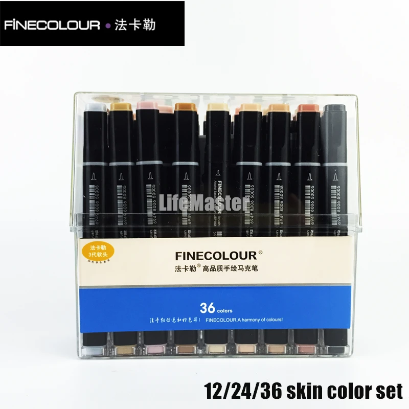 LifeMaster Finecolor Skin Color Set Brush/Oblique Tip Professional Art Marker for Manga Design Alcohol Based Ink EF102