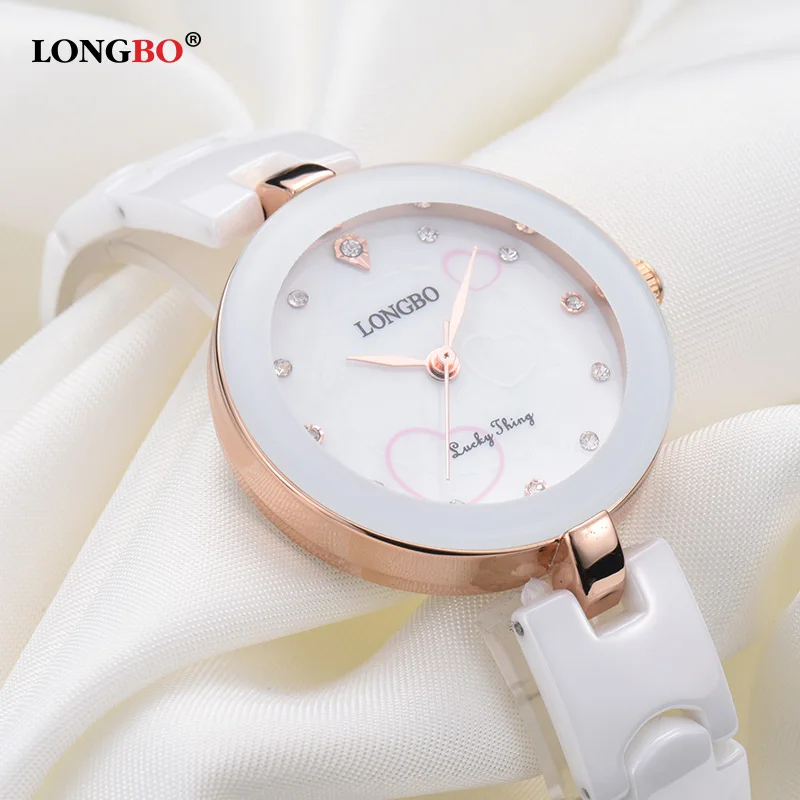 Простые Модные Часы женские белые керамические милые часы с сердцем для любимой