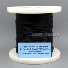 LN005661 50 м 16 ядер litz провод чистый OCC черный ПВХ изоляционный слой(не Tefl) 0,15*16/1 мм диаметр провода: 1 мм
