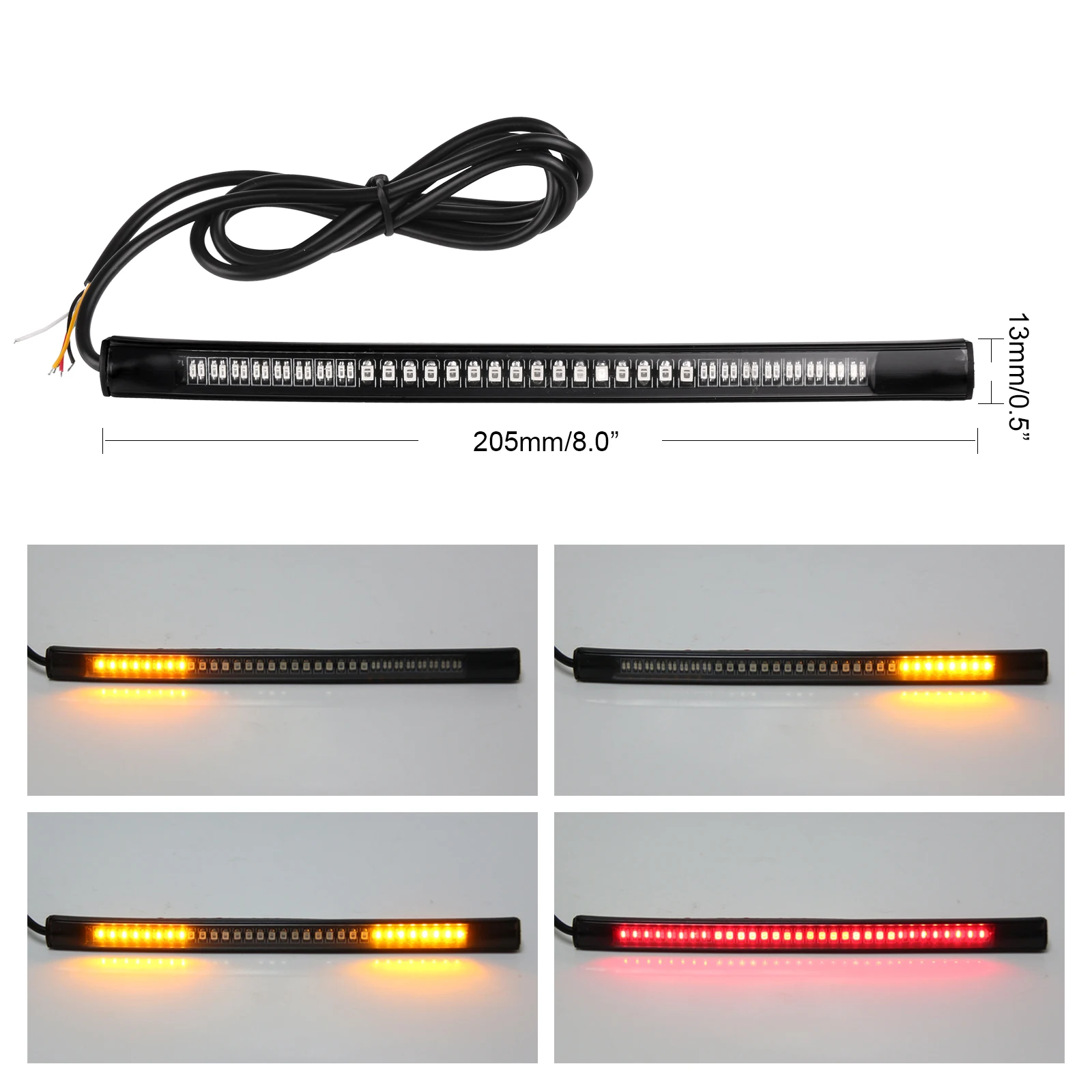 Universal Flexible 48 LED Motorcycle Light Strip Tail Brake Stop Turn