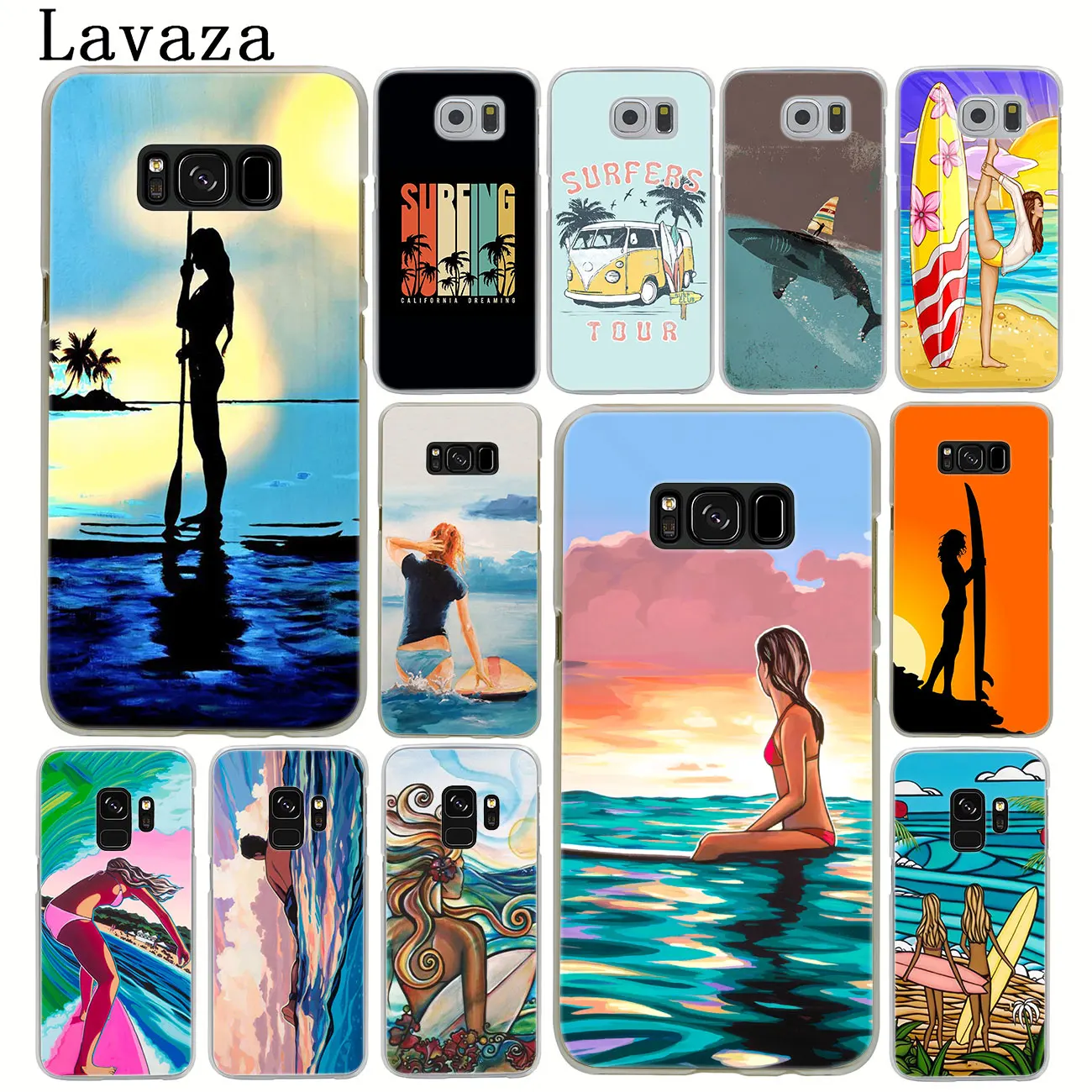 Lavaza surfboard surfing art surf Girl Hard Phone Case for Samsung