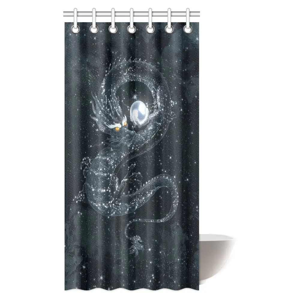 

Aplysia Fantasy Shower Curtain Dark Dragon with a Shining Pearl in the Starry Sky Bathroom Set 36 X 72 Inches