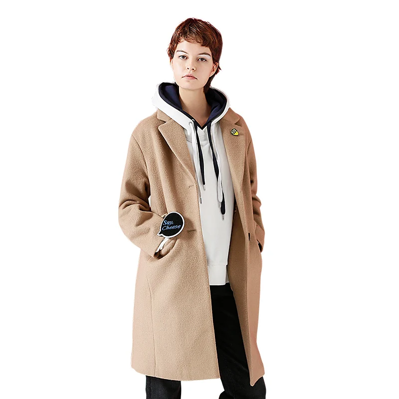 Kopen Toyouth Wollen Jas 2019 Winter Vrouwen Brief Borduurwerk Alle Wedstrijd Turn Down Kraag Lange Overjas Vrouwelijke