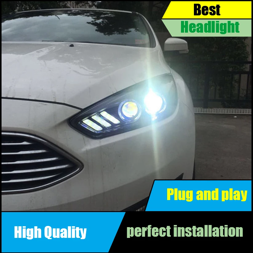 

Car styling Head Lamp For Ford Focus MK3 Headlights 2015 2016 2017 Headlight Assembly LED DRL Bi-Xenon Lens HID D2H Front light