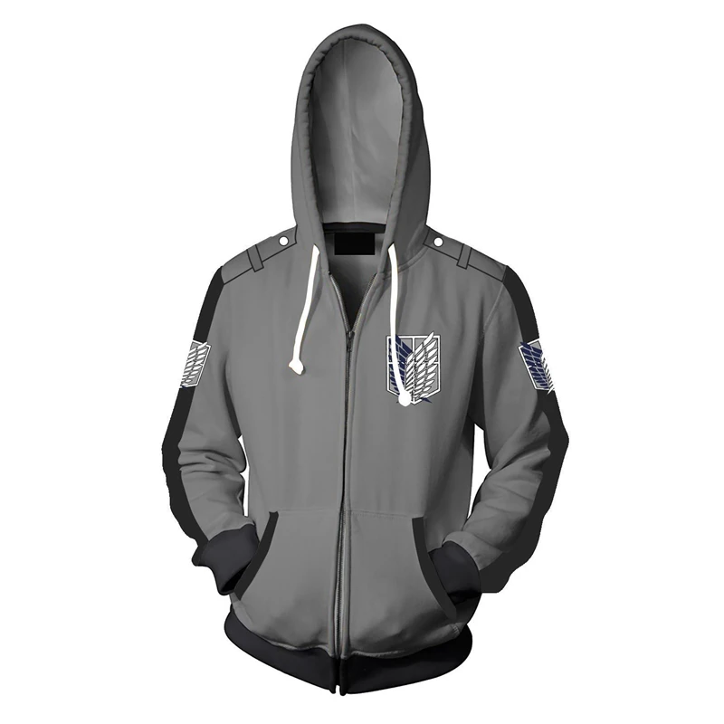 

Fans Wear Sweatshirt Shingeki No Kyojin Zipper Hooded Attack on Titan Printed Hoodies Eren Yeager Zip Up Hoodie