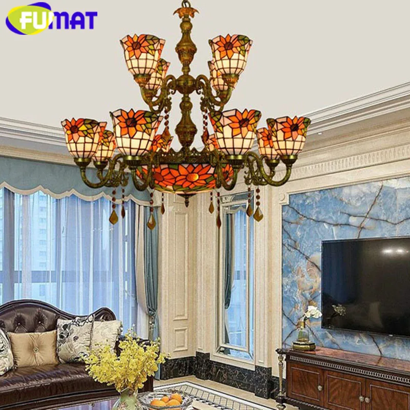 3 Stained Glass Chandelier Lamps