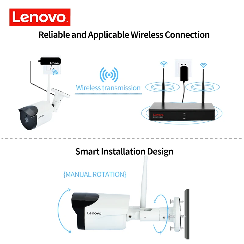  LENOVO Wireless CCTV System 1080P outdoor CCTV Camera 2MP 8CH NVR IP IR-CUT IP Security System vide