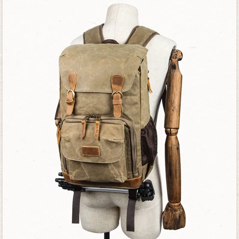 Batik Canvas Waterproof Photography Bag Outdoor Wear-resistant Large Camera Photo Backpack Men for
