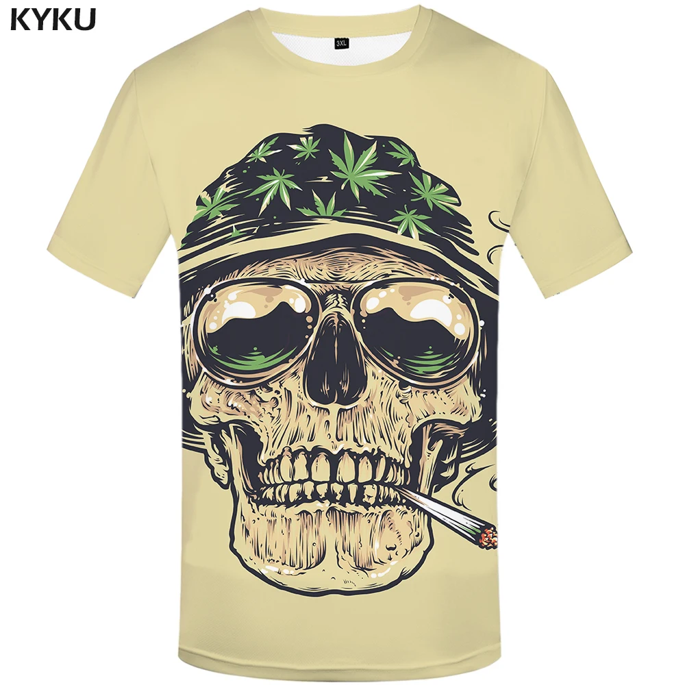 

KYKU Brand Skull Shirt Short Sleeve Mens Clothing Hip Hop Tshirt Streetwear 3d T Shirt Men Clothes 2018 Summer Fashion New