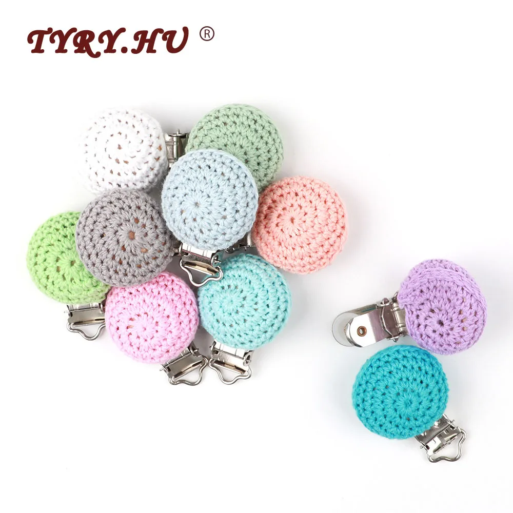 

TYRY.HU 1pc Round Wooden teether Pacifier Clip baby Teething Necklace Crocheted Clip Rodent DIY Pacifier Chain Tool free shiping