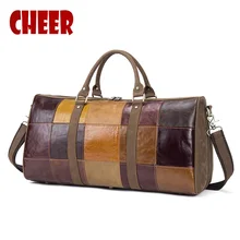 Натуральная кожа высокой емкости дорожные сумки Винтаж натуральная кожаная сумочка дизайнерская бирка для багажа с узором в стиле пэчворк сумки через плечо для женщин