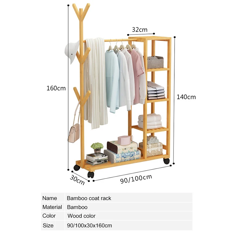 Простой современный бамбуковый стеллаж для пальто, многофункциональный съемный крючок для сушки, полки для хранения, мебель для дома