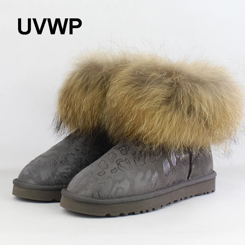 UVWP/модные водонепроницаемые зимние ботинки из натуральной овечьей кожи; ботильоны; теплая шерсть; зимние ботинки на натуральном меху; женские ботинки